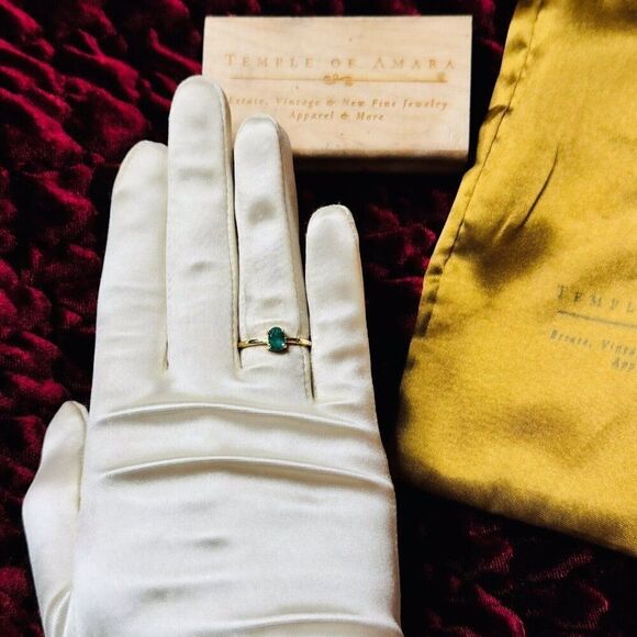 10K Gold -Natural Colombian Emerald Ring -Size 7- Oval Cut Solitaire Ring -1.5g - Picture 10 of 16